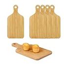 Chris.W 6 PCS Bamboo Cutting Board Set for Kitchen Wooden Cutting Board with Handle Wooden Chopping Board Rustic Paddle Board Wood Crafts Serving Board for Sandwich Cheese Meal Breakfast