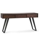 Lowry Solid Acacia Wood Console Sofa Table in Distressed Charcoal Brown