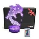 DEAL BEST Axolotl 3D Illusion Desk Lamp Room Decor Night Light Toys,16 Colors,Remote Control,Bedroom Decorations Gifts for Fathers,Dad,Mothers,Girls,Men,Women,Kids,Boys,Teens