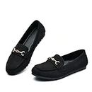 BGSTGUDS Women's Wide Loafers Casual Cute Flats Shoes Ladies Arch Support Comfort Walking Shoes Slip Ons Work Shoes (Black, 10W)
