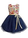 A.T.U.N Girl's Skater Dress (GDRS TOD RBN_Navy_4-5 Years_Navy Blue_4 Years-5 Years)