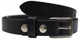 Men's Genuine Full Grain Leather Black Casual Dress Belt with Removable Buckle