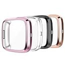 JOYAUS [4 Pack] Protective Case Cover for Fitbit Versa 2, Full Body Screen Protector Case TPU All-Around Protective Ultra Clear Slim Soft Full Cover for Fitbit Versa 2 (Clear+Black+Pink+Rose Gold)