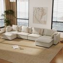 PRICE DROP White 4-9 Seat Sectional Sofa Couch Modern Fabric Upholstered Sofa