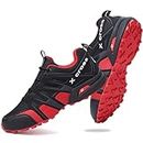 ziitop Trail Running Shoes Men Waterproof Hiking Shoes Non-Slip Outdoor Trekking Sports Shoes for Men Lightweight Breathable Sneakers All-Terrain Cross Training Shoes Walking Shoes BlackRed