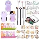Outus Cat Office Supplies Cat Sticky Notes Cat Paper Clips Cat Index Tabs Cat Gel Ink Pens Cat Shaped Bookmark Cartoon Cat Stickers Set for Cat Lovers Kids Women Girl Work School Office (Funny Style)
