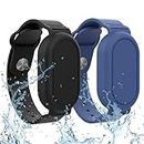 ZORBES® Silicone SmartTag 2 Bracelet for Samsung Galaxy SmartTag 2 Waterproof Silicone Wristband Cover Protective Case for SmartTag 2 for Backpack, Kids, Elders, Luggage, Pets 2Pcs (Black+Blue)