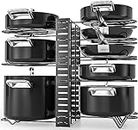 YOSNGTAR Pots, Pans and Lid Organizer Rack, Adjustable Dividers, Stores up to 8 Cookware Items, Space Saving Kitchen Storage Solution