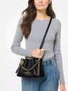 NEW Michael Kors Mina Small Crossbody/Handbag Black Leather Woven Chain Logo,