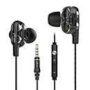 pTron Boom Ultima V2 Dual Driver, in Ear Gaming Wired Earphones with Mic, Volume Control, Passive Noise Cancelling Boom 3 with 3.5mm Audio Jack & 1.2M Tangle-Free Cable (Black)