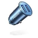 Car Charger, AINOPE 4.8A All Metal Car Charger Adapter Mini Flush Fit USB Car Charger Dual Port Charging Compatible with iPhone 12/11 pro/XR/x/7/6s, iPad Air 2/Mini 3, Note 9/Galaxy S10/S9/S8- Blue