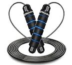 Wearslim® Professional Skipping Rope with Ball Bearings Rapid Speed Jump Rope Cable and 6” Memory Foam Handles Ideal for Aerobic Exercise Like Speed Training, Extreme Jumping - Black & Blue