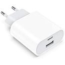 Chargeur Prise USB C Compatible with iPhone 15/15 Pro /15 Pro Max /15 Plus /14/13/12/11 /SE/X/XR/XS/Mini /8/7 /6S /5S, 20W USBC Rapide Adaptateur Type C Secteur Mural Alimentation