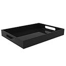 Vale Arbor Serving Tray, Made from Acrylic for Coffee Table, Breakfast, Serving, Butler and More, Plastic Glass, Black, 16" x 12"