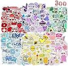 Water Bottle Stickers 300 Pcs VSCO Colored Aesthetic Sticker Pack, Stickers for Kids Adults Teens, Waterproof Vinyl Stickers, Stickers for Laptop Skateboard Computer Phone Journal Cup Guitar Book etc