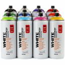 Montana White 12 Pack Spray Paint - Gloss High Pressure - 400ml Coloured Cans
