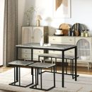Dining Table Set, Concrete Effect Kitchen Table and Chairs for 4 People, Grey