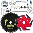 9"x20T Carbon Steel Round Chainsaw Tooth Brush Blades & Steel Trimmer Head 6 Steel 65Mn Razors Trimmer Head with Adapter Kit Compatible with Brush Cutter, Trimmer, Weed Eater, Husqvarna, Stihl Ego