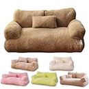 Calming Pet Sofa,Calming Dog Bed Fluffy Plush Pet Sofa, Dog Bed for Small Medium Large Dogs, Memory Foam with Removable Washable Cover (XX-Large, Brown)