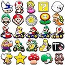 25Pcs Mario Shoe Decoration Charms for Croc Sandals Decoration Super Mario Bros Croc Charms for Kids Boys Teens Adults Men Party Gifts, Non-Precious Metal, No Gemstone