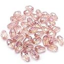 LIMAOLLY 50 PCS Crystal Glass Beads Teardrop Vertical Hole Faceted Shape Crystal AB Spacer Beads for Jewelry Making DIY Bracelet Necklaces Pendant Handmade Decorations (Pink AB, 10x15mm)