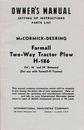 1938 McCormick-Deering FaRMaLL H-186 PLOW Manual and Parts List - reprint
