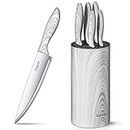 D.Perlla Messerblock, 6-tlg Messerset Edelstahl Kochmesser, Abnehmbar für einfache Reinigung, Plastik Messeraufbewahrung, Für alle Küchenmesser geeignet, Weiß