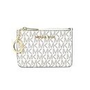 Michael Kors Jet Set Travel Small Top Zip Coin Pouch with ID Holder - PVC Coated Twill, Vanilla, One Size, Slim Wallet