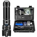 Lumitact Torches LED Super Bright, Rechargeable LED Torch 20000 Lumens XHP70.2, Tactical Flashlight with Holster, IP67 Waterproof, 5 Light Modes, for Camping Hiking Emergency