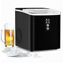 Countertop Ice Maker, Portable Ice Maker Machine with Ice Scoop and Basket, Chewable 9 Bullet Ice Ready in 6 Mins, Make 33lbs ice / 24hrs, Self-Cleaning, 130, Ice Maker for Kitchen/Office, Black