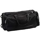 Champion Sports Wheeled Equipment Bag: Large Nylon Athletic Travel Bag with Wheels for Baseball, Football, Basketball, Soccer, Hockey, and Training, Black