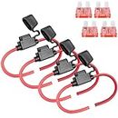 10 Gauge Inline Fuse Holder, 12V Fuse Wire, 4 pcs Waterproof Pigtail Fuse Relay with 40 AMP ATC Blade Fuses for Automotive Marine