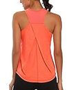 Aeuui Womens Workout Tops for Women Racerback Tank Tops Mesh Yoga Shirts Athletic Running Tank Tops Sleeveless Gym Clothes Orange