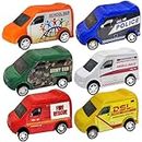 FunBlast Pull Push Van Toys, Set of 6 Pcs Emergency Vehicle Toys for Kids, Smoother and Speedier Cartoon Toy Vehicles for Children, Pull Back Toy Cars for 3+ Years Old Boys and Girls, (Multicolor)