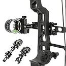 Archery Sights 5 Pin Compound Bow Sight Micro Adjustable Aluminum Sights with 4x 6x 8x Lens Available Hunting Shooting Accessories (Short Rod, Sight with 4x Lens)