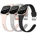 Tobfit Slim Bands Compatible with Fitbit Blaze Bands for Women, Flexible Silicone Sport Soft Strap Replacement Wristband, Large, Black/Gray/Pink Sand