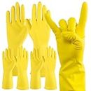 SOL 4 Pairs Household Rubber Gloves Medium | Yellow Medium Gloves | Washing Up Gloves Medium | Non Slip Cleaning Gloves | Bathroom and Kitchen Gloves | Dishwashing Gloves | Heavy Duty Rubber Gloves