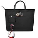 ITHWIU Fashionable Wine Purse with Hidden Insulated Compartment Daily Storage Tote Bag Black.