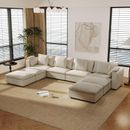 Modern U-Shaped Velvet Sectional Sofa,Oversized Convertible Sofa Set Living Room