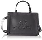 Armani Exchange Layla, Big Front Logo, Zipped, Internal Pocket, Tote Donna, Nero