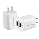 Tranesca Dual USB Wall Chargers for iPhone Xs/Xs Max,iPhone XR/8/7/6S/6S Plus/6 Plus/6, Samsung Galaxy S7/S6/S5 Edge, LG, HTC, Moto, Kindle and More-2 Pack (White)
