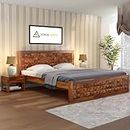 SONA ART & CRAFTS Sheesham Wood King Size Bed Without Storage Soild Wooden King Size Cot Bed Double Bed Furniture for Bedroom Living Room Home - (Honey Finish) King_Dimond