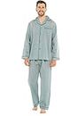 Best Deals Direct Mens Plain Poly Cotton Pyjamas Set Traditional Classic Cut (XL, Blue Stripe)