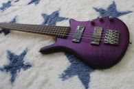 Nuevo Bajo Púrpura Grande Flor Cinco Cuerdas, Accesorios Plateados Guitarra Eléctrica