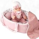 12 Inch Baby Doll in Gift Box with Doll Clothes, Bassinet, Hat, Pillow, Blanket and Pacifier, Gift Idea 12'' Baby Doll