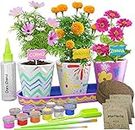 Paint & Plant Stoneware Flower Gardening Kit - Gifts for Girls & Boys Ages 6-12 - Kids Arts & Crafts Project Science Birthday Gift, STEM Activity for Age 6, 7, 8, 9, 10, 11 & 12 Year Old Girl