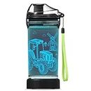Lightzz Kids Water Bottle with 3D Glowing Tractor LED Light - Tritan BPA Free - Creative Travel Cup MTZ Gift for Back to School Girl Boy Child Holiday Camping Picnic (Tractor 14 Oz)
