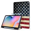 Robustrion Cover Samsung Galaxy Tab S6 Lite Tablet Cover Case Smart Flexible Case Cover with S Pen Holder for Samsung S6 Lite Tab 10.4 inch [Auto Sleep Wake Support] - Flag