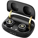 Monster Clarity 101Plus AirLinks Wireless Earbuds, Bluetooth 5.0 in-Ear Headphones with Charging Case, Stereo Earphones Deep Bass Sound, Built-in Mic, Clear Call, Water Resistant Design for Sports.