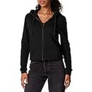 Amazon Essentials Women's French Terry Fleece Full-Zip Hoodie (Available in Plus Size), Black, Small